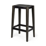 Mercana Nell 30" Seat Height Black Metal Seat & Foot Rest With Black Wood Legs Stool