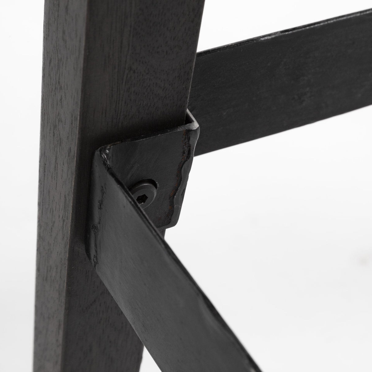 Mercana Nell 30" Seat Height Black Metal Seat & Foot Rest With Black Wood Legs Stool