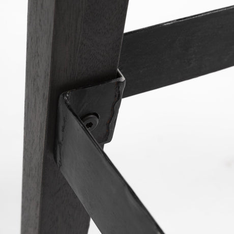 Mercana Nell 30" Seat Height Black Metal Seat & Foot Rest With Black Wood Legs Stool