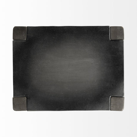 Mercana Nell 30" Seat Height Black Metal Seat & Foot Rest With Black Wood Legs Stool