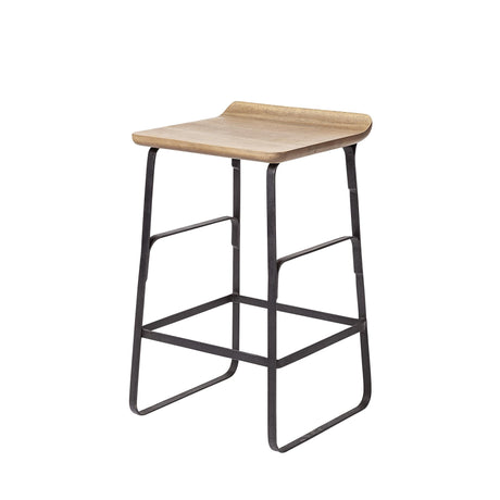 Mercana Conan 25" Seat Height Brown Wood Seat Black Metal Frame Counter Stool