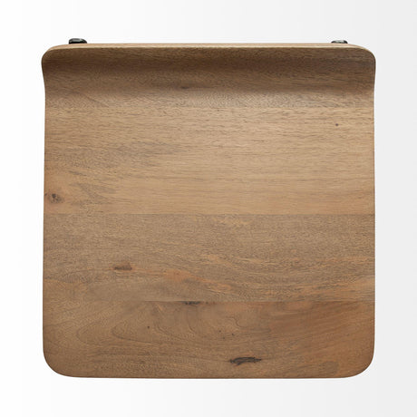 Mercana Conan 25" Seat Height Brown Wood Seat Black Metal Frame Counter Stool