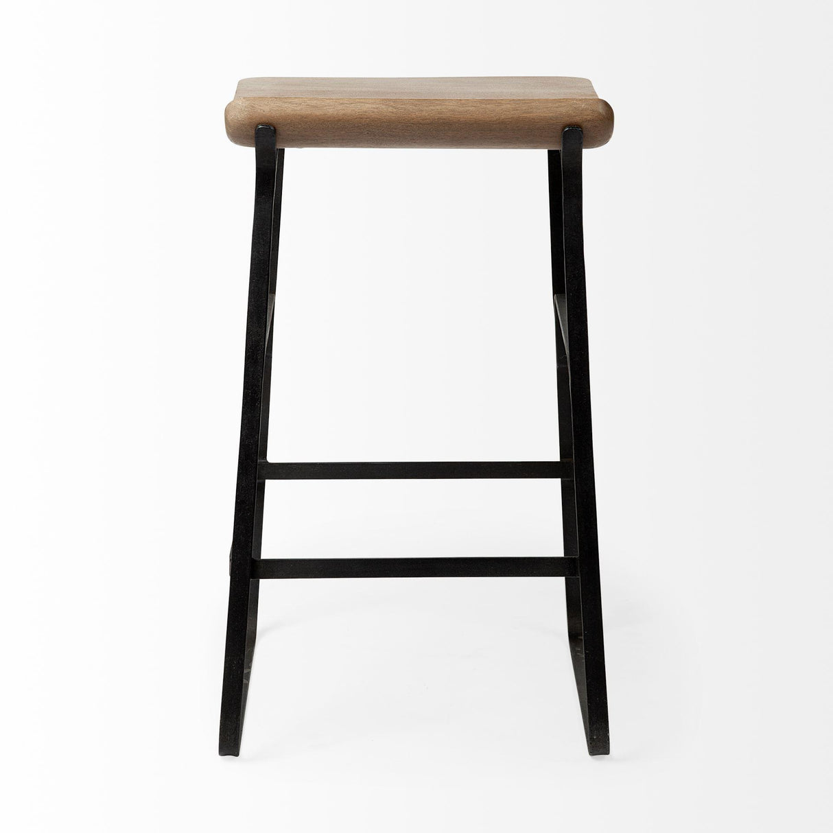 Mercana Conan 25" Seat Height Brown Wood Seat Black Metal Frame Counter Stool