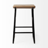 Mercana Conan 25" Seat Height Brown Wood Seat Black Metal Frame Counter Stool