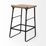 Mercana Conan 25" Seat Height Brown Wood Seat Black Metal Frame Counter Stool