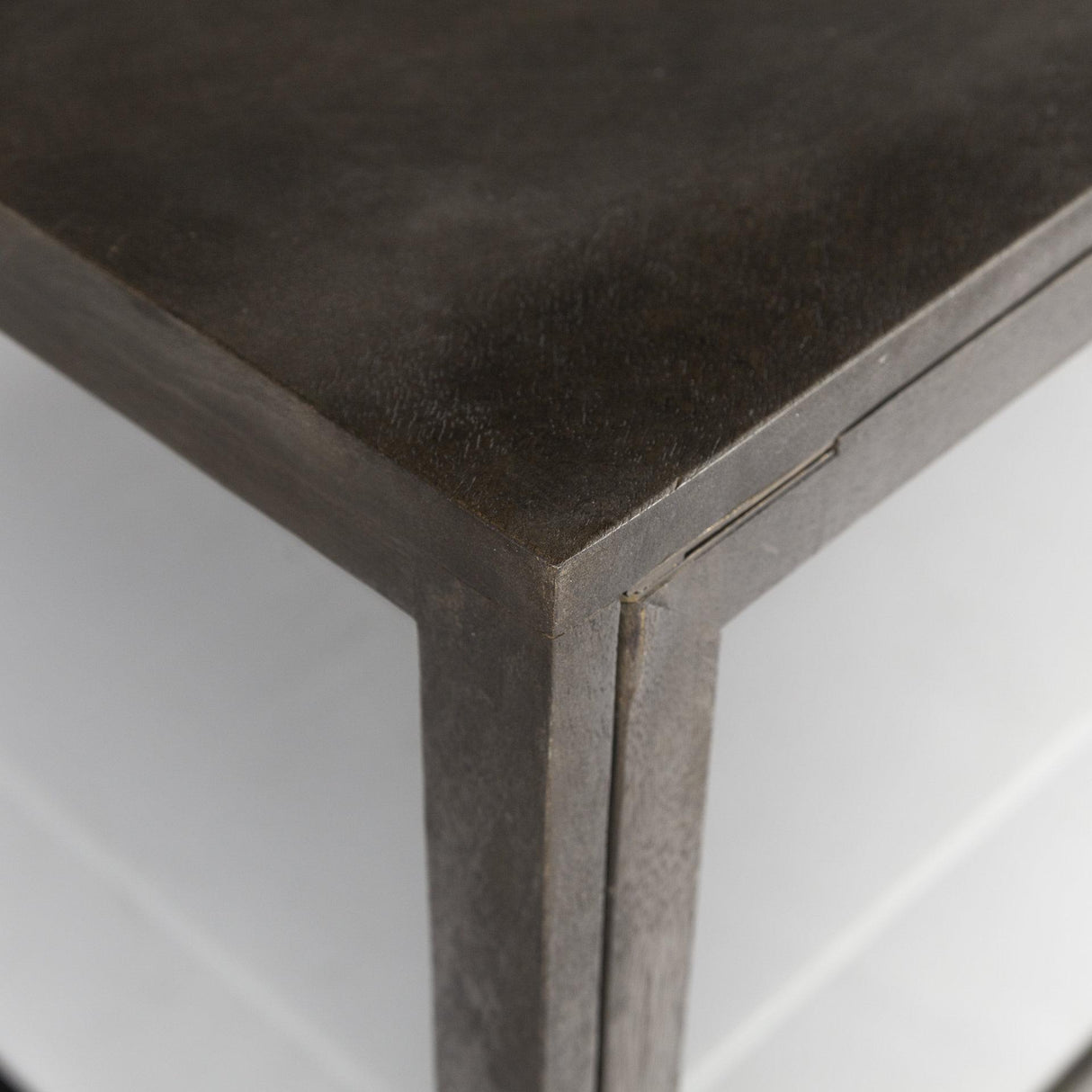 Mercana Arelius 70x18 Black-Brown Wood, Black Metal Base w/ 4 Glass Cabinet Doors Sideboard