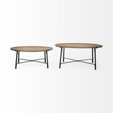 Mercana Helios (Set of 2) Brown Solid Wood Top Black Metal Base Nesting Coffee Tables
