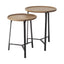 Mercana Helios III 20L x 24H Set of Two Round Brown Solid Wood Iron Base Nesting End/Side Tables
