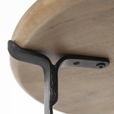 Mercana Helios III 20L x 24H Set of Two Round Brown Solid Wood Iron Base Nesting End/Side Tables