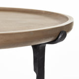 Mercana Helios III 20L x 24H Set of Two Round Brown Solid Wood Iron Base Nesting End/Side Tables