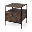 Mercana Glenn I 20L x 21W x 24H Dark Brown Wood w/ Black Iron Frame Square End/Side Table