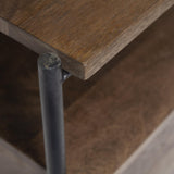 Mercana Glenn I 20L x 21W x 24H Dark Brown Wood w/ Black Iron Frame Square End/Side Table