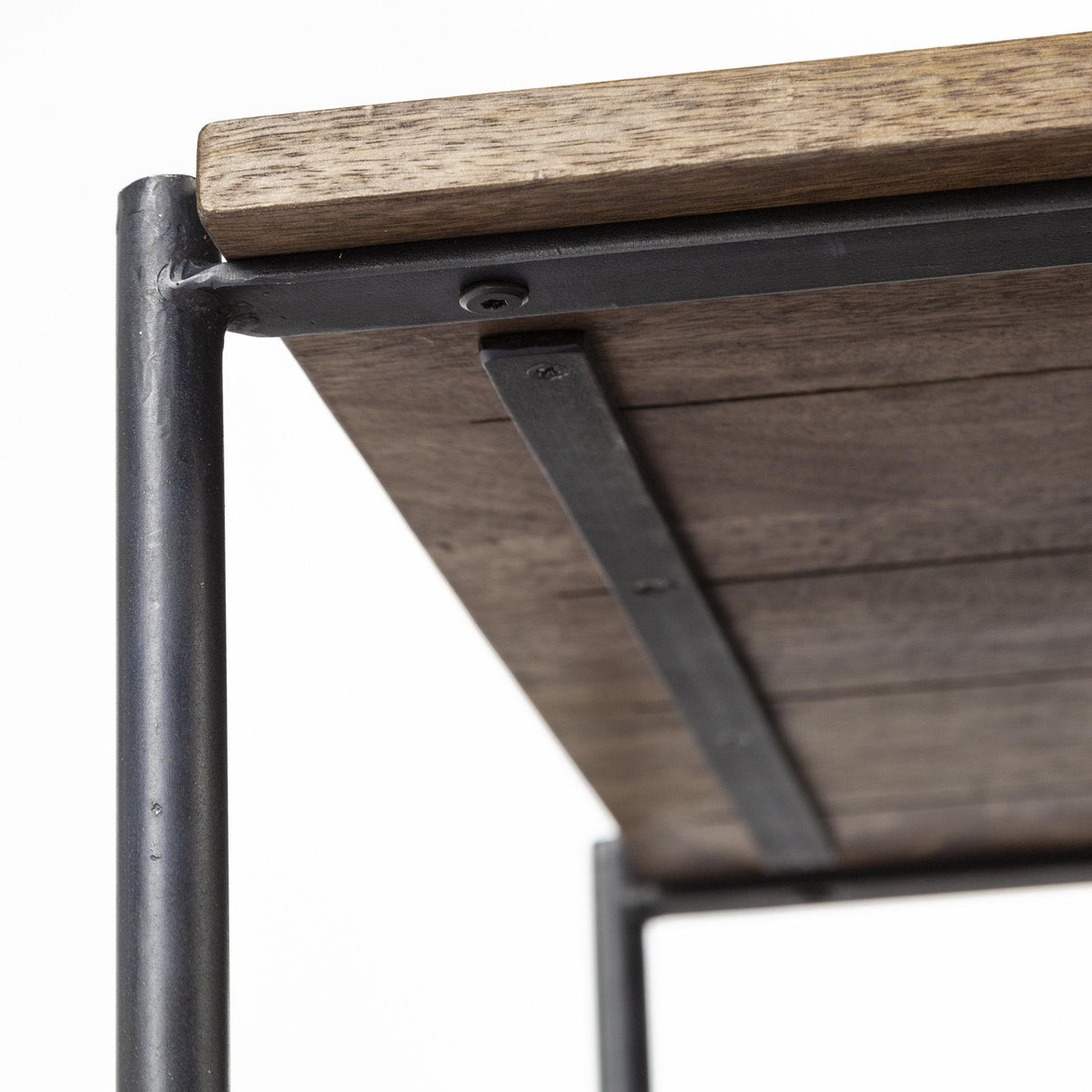 Mercana Glenn I 20L x 21W x 24H Dark Brown Wood w/ Black Iron Frame Square End/Side Table