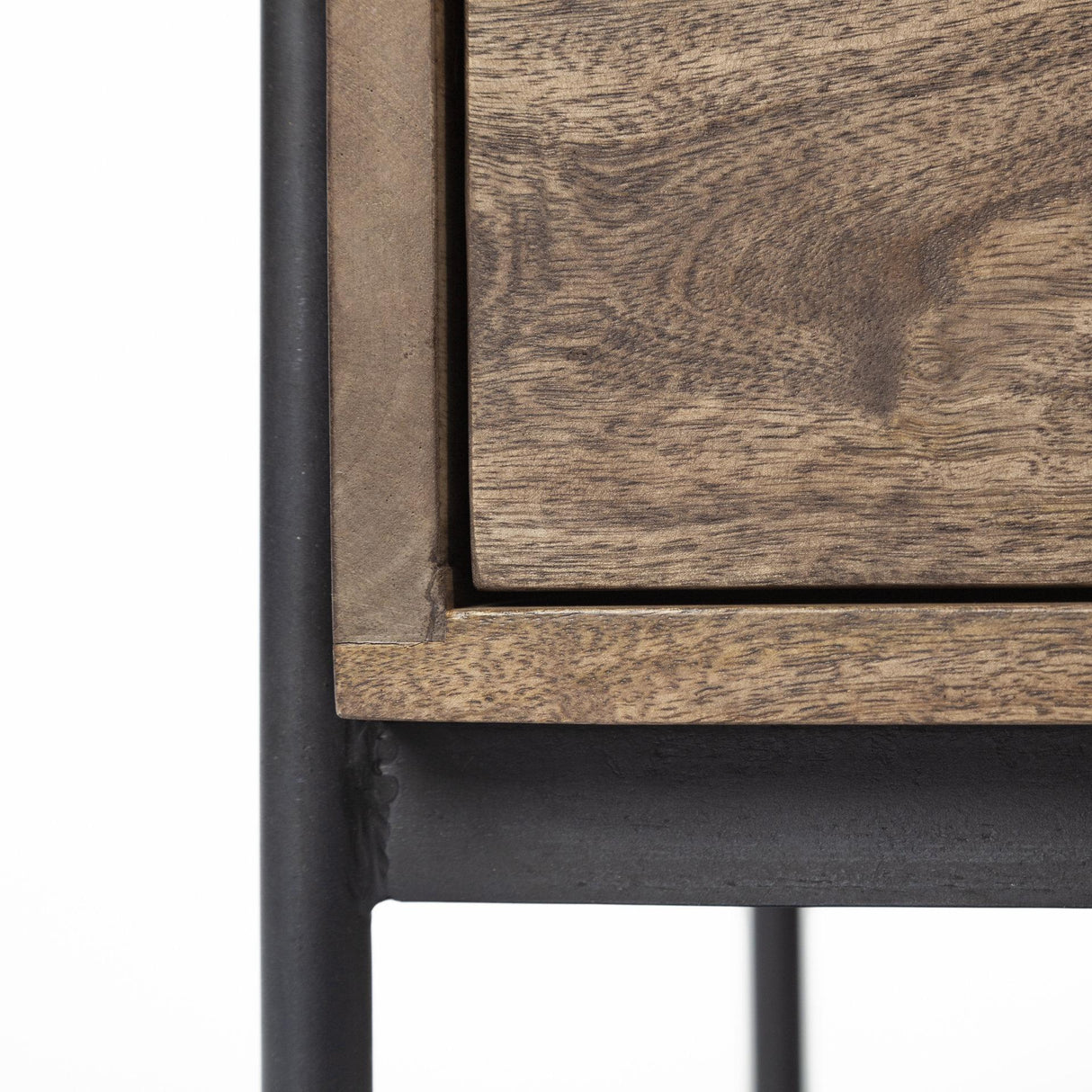 Mercana Glenn I 20L x 21W x 24H Dark Brown Wood w/ Black Iron Frame Square End/Side Table