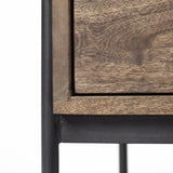 Mercana Glenn I 20L x 21W x 24H Dark Brown Wood w/ Black Iron Frame Square End/Side Table