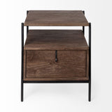 Mercana Glenn I 20L x 21W x 24H Dark Brown Wood w/ Black Iron Frame Square End/Side Table