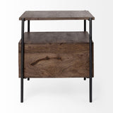 Mercana Glenn I 20L x 21W x 24H Dark Brown Wood w/ Black Iron Frame Square End/Side Table