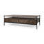 Mercana Glenn II 54x30 Dark Brown Wood w/ Black Iron Frame, Rectangle 3 Drawers Coffee Table