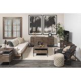 Mercana Glenn II 54x30 Dark Brown Wood w/ Black Iron Frame, Rectangle 3 Drawers Coffee Table