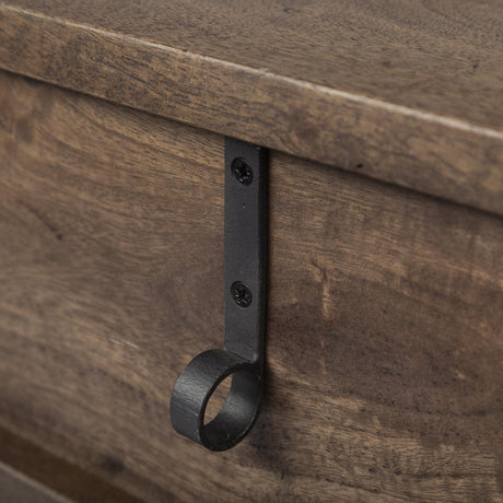 Mercana Glenn III 56L x 14W Dark Brown Wood w/ Black Iron Frame, 4 Drawer Console Table