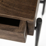 Mercana Glenn III 56L x 14W Dark Brown Wood w/ Black Iron Frame, 4 Drawer Console Table