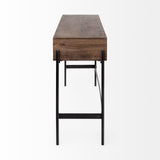 Mercana Glenn III 56L x 14W Dark Brown Wood w/ Black Iron Frame, 4 Drawer Console Table