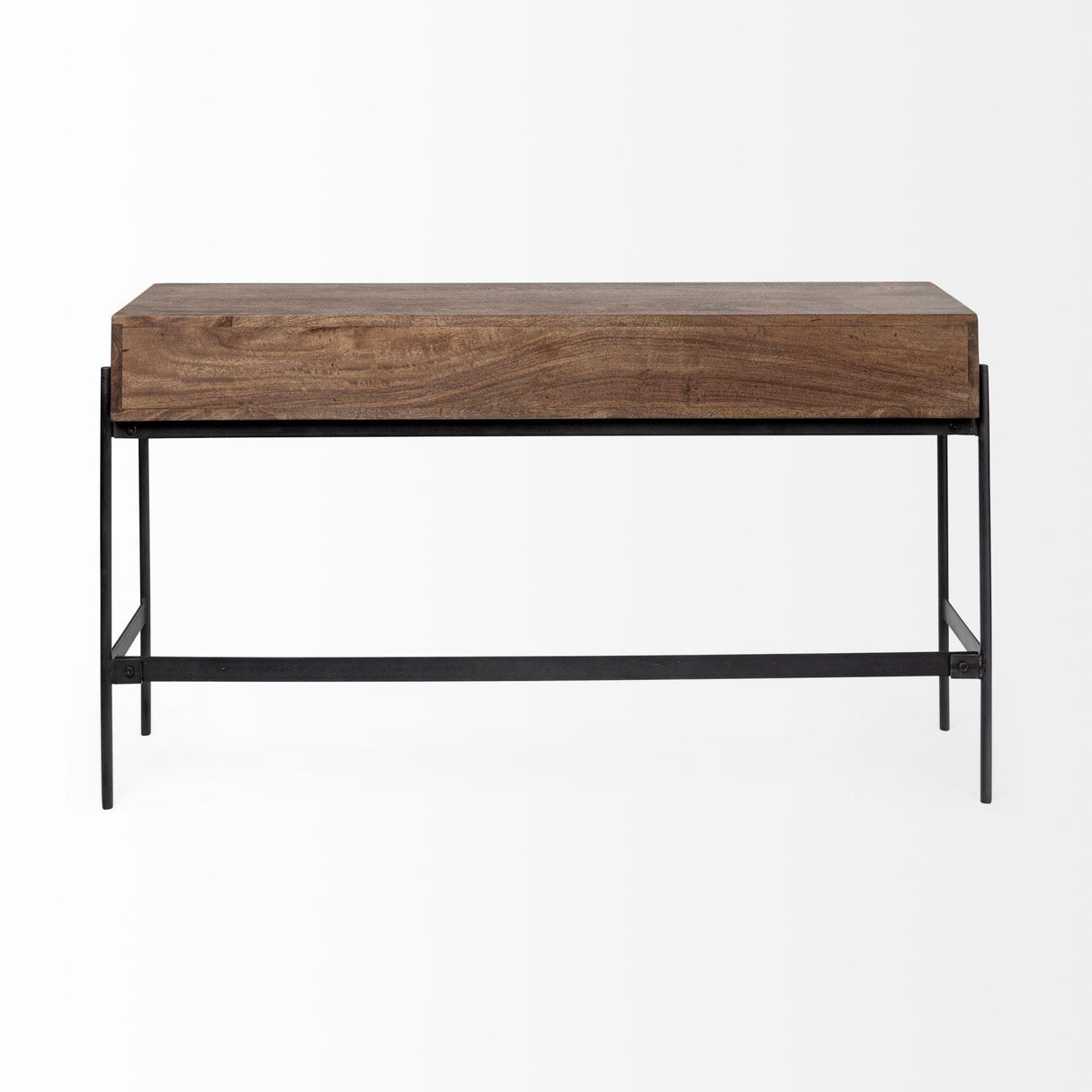 Mercana Glenn III 56L x 14W Dark Brown Wood w/ Black Iron Frame, 4 Drawer Console Table