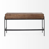 Mercana Glenn III 56L x 14W Dark Brown Wood w/ Black Iron Frame, 4 Drawer Console Table