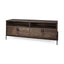 Mercana Glenn IV Dark Brown Wood w/ Black Iron Frame Media Console w/ Storage, TV Stand for TV up to 71"