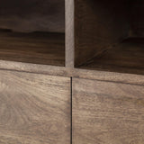 Mercana Glenn IV Dark Brown Wood w/ Black Iron Frame Media Console w/ Storage, TV Stand for TV up to 71"