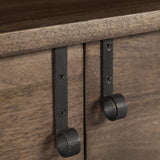 Mercana Glenn IV Dark Brown Wood w/ Black Iron Frame Media Console w/ Storage, TV Stand for TV up to 71"