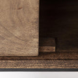 Mercana Glenn IV Dark Brown Wood w/ Black Iron Frame Media Console w/ Storage, TV Stand for TV up to 71"