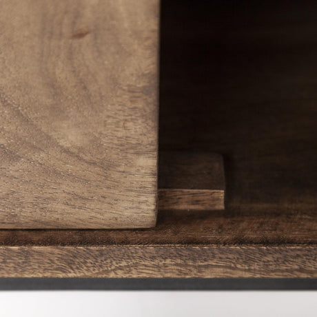 Mercana Glenn IV Dark Brown Wood w/ Black Iron Frame Media Console w/ Storage, TV Stand for TV up to 71"