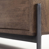 Mercana Glenn IV Dark Brown Wood w/ Black Iron Frame Media Console w/ Storage, TV Stand for TV up to 71"
