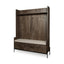 Mercana Glenn V 56L x 17W Dark Brown Wood w/ Cream Fabric Seat, 3 Drawers Hall Tree