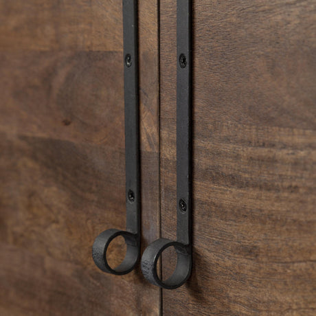 Mercana Glenn VI 71.5x18 Dark Brown Wood Frame w/ Black Iron Accent, 6 Drawer, 2 Door Cabinet Sideboard