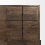 Mercana Glenn VI 71.5x18 Dark Brown Wood Frame w/ Black Iron Accent, 6 Drawer, 2 Door Cabinet Sideboard