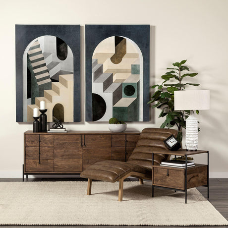 Mercana Glenn VI 71.5x18 Dark Brown Wood Frame w/ Black Iron Accent, 6 Drawer, 2 Door Cabinet Sideboard