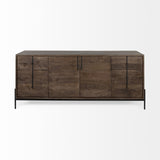 Mercana Glenn VI 71.5x18 Dark Brown Wood Frame w/ Black Iron Accent, 6 Drawer, 2 Door Cabinet Sideboard