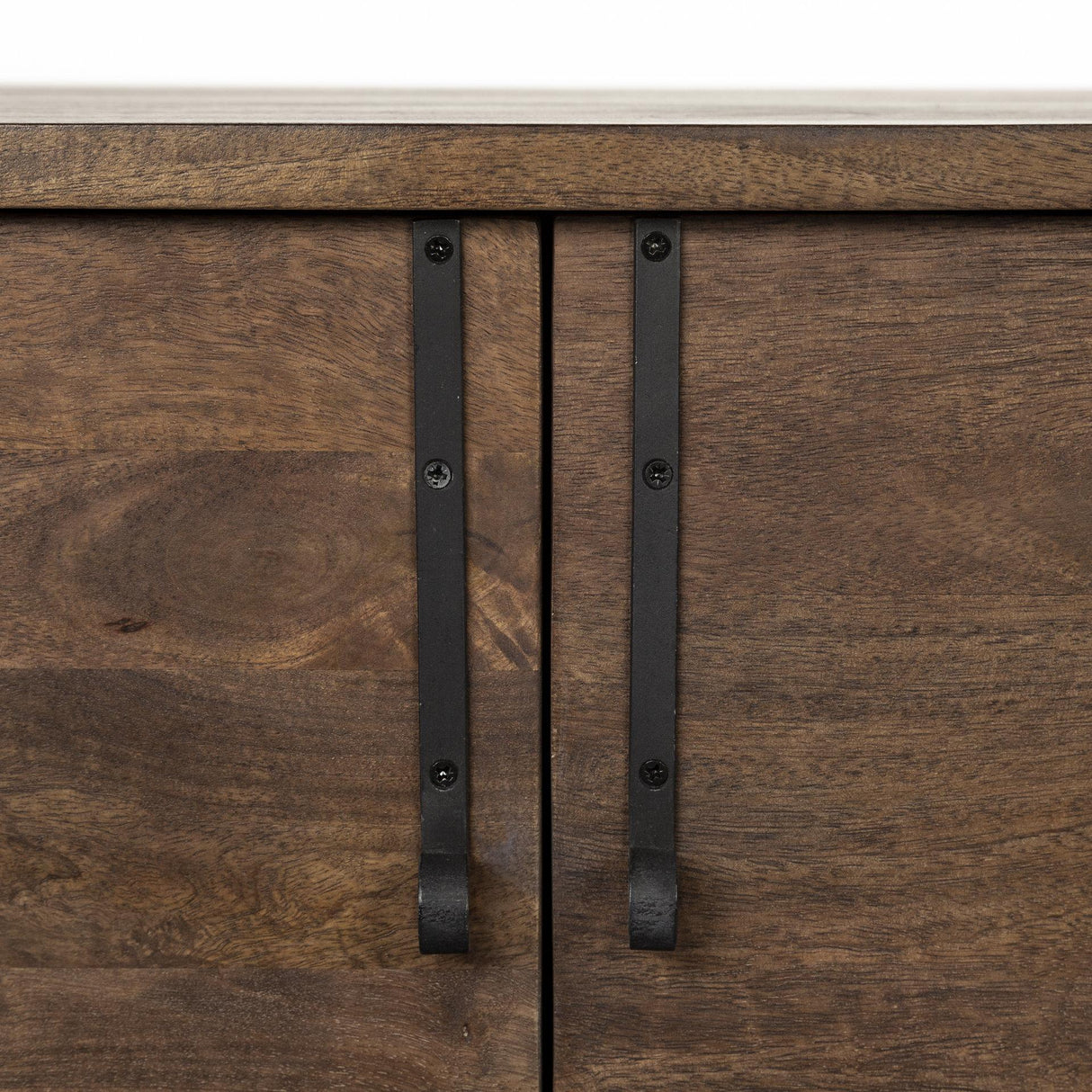 Mercana Glenn VI 71.5x18 Dark Brown Wood Frame w/ Black Iron Accent, 6 Drawer, 2 Door Cabinet Sideboard