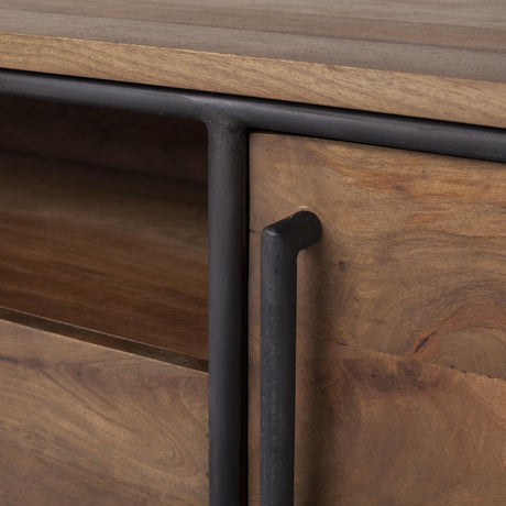 Mercana Maddox V Brown Solid Wood TV Stand Media Console with Storage, TV up to 85"