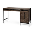 Mercana Glenn VII 56L x 22W Dark Brown Wood w/ Black Iron Frame, 3 Drawer Office Desk