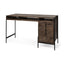 Mercana Glenn VII 56L x 22W Dark Brown Wood w/ Black Iron Frame, 3 Drawer Office Desk