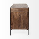 Mercana Glenn VII 56L x 22W Dark Brown Wood w/ Black Iron Frame, 3 Drawer Office Desk