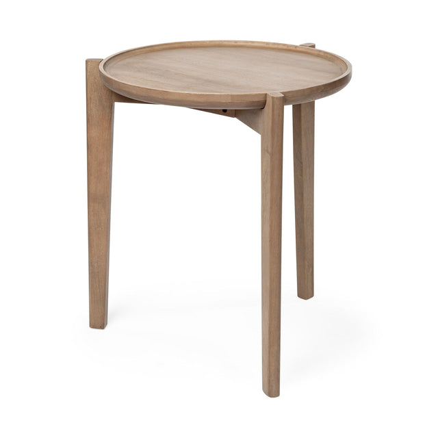 Mercana Cleaver I 22 x 24 Round Top Brown Solid Wood Accent Table