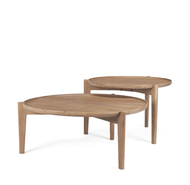 Mercana Cleaver (Set of 2) 40" & 31" Round Brown Solid Wood Nesting Coffee Tables
