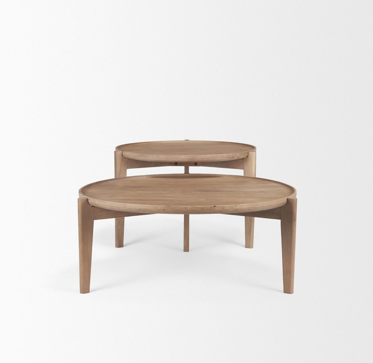 Mercana Cleaver (Set of 2) 40" & 31" Round Brown Solid Wood Nesting Coffee Tables
