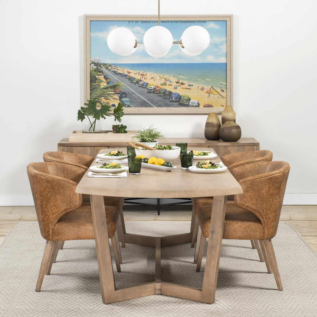 Mercana Denver 91.5x38 Rectangular Brown Solid Wood Top & Base Dining Table