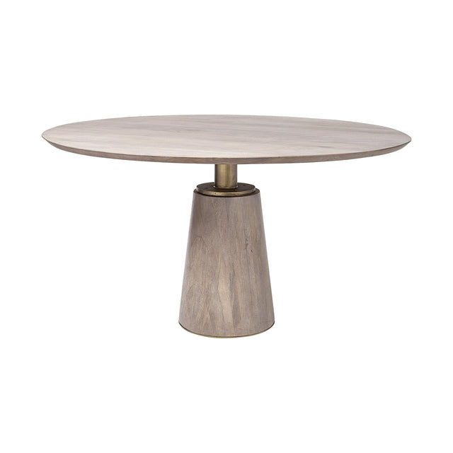 Mercana Maxwell II 54" Round Brown Solid Wood Top Brown Wood/Gold Metal Base Dining Table