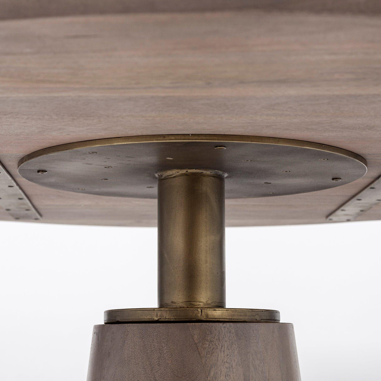 Mercana Maxwell II 54" Round Brown Solid Wood Top Brown Wood/Gold Metal Base Dining Table